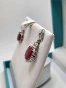 Magnificent pair of Ruby and diamond earring in Silver – EGL Certified