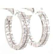 925 Sterling silver double row cubic zirconia hoop earrings