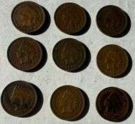 Nine Full Liberty 1900 Era Indian Cents
