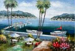 BEAUTIFUL MEDITERRANIAN  PAINTING ON CANVAS