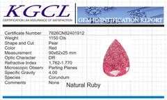 Magnificent Huge Museum Size 1150 Ct Certified Red Ruby Solitaire