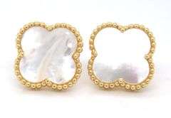 14mm mother of pearl stud earrings in 925 sterling silver