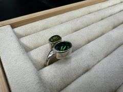 Sterling Silver Idocrase & Black Opal Gemstone Ring Size 6