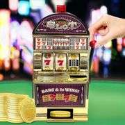 Gold Slot Machine with Lights and Coins
