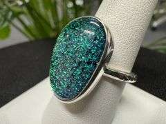 Sterling Silver 925 One of a Kind Dichroic Glass Ring Size 9