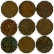 Run of 9 Different Indian Head Cents: 1881-1889