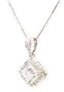 14kt White gold 0.35ctw princess cut diamond halo pendant on chain