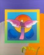 Peter Max Original Mixed Media with Acrylic Signed 'Angel with Sun on Blends'
