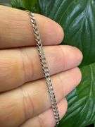 10k White Gold Solid Curb Link Chain 3.2mm Necklace 20"
