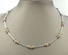 14kt Tow tone gold 1.40ctw bezel set diamond cable station collar necklace