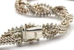 Set of Vintage 925 sterling silver Mexico braided double chain necklace and bracelet