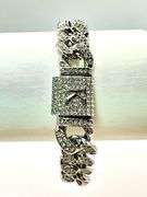 Sparkling 14 Kt White Gold Plate 34.5 Gram Monogramed Initial "K" Curb Link Bracelet