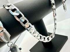 Huge 75.2 Gram .925 Sterling Silver Plate Cuban Chain Necklace