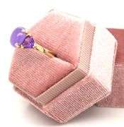 14kt Yellow gold purple Jade and amethyst ring