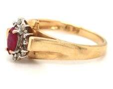 10kt Yellow gold ruby and diamond ring