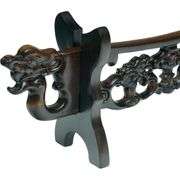 Hand-Carved Wooden Sword Display Stand with Dragon Head Design