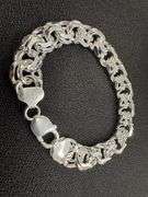 Sterling Silver 925 Heavy Double Curb 12mm Offset Cuban Chain Italy Bracelet 8"