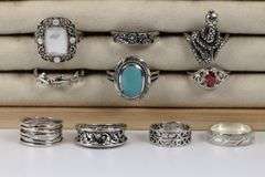 Sterling Silver Curated Ring Assortment Various Sizes & Styles (10 Ring Lot)