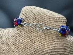 Original Handmade Mosaico Bracelet 8.5" 925 Sterling Silver Mexico Artistic Jewelry