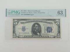 1934 $5 Silver Certificate FR#1650, PMG 63