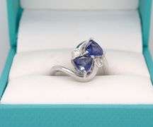 Darling 1.90CTW Triangle Faceted Tanzanite & Diamond Ring in Sterling Silver