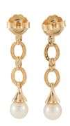 8.30MM Cultured Pearl Link Dangle Earrings in 14K