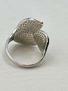 925 Sterling Silver Full Moissanite Pave Three Leaf Design Ring