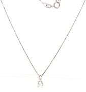 14kt White gold 0.26ct round brilliant cut solitaire pendant on chain