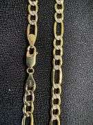 10k Yellow Gold-Hollow Pave Figaro Link Chain 5.3mm Necklace 18"