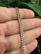 Rose Gold Plated 925 Sterling Silver Double Strand CZ Bracelet 8"