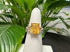 Sterling Silver Natural Gemstone Citrine Ring Size 6