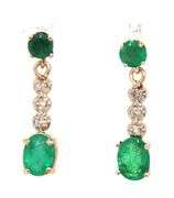 14kt Yellow gold 1.75ctw emerald and diamond dangle earrings