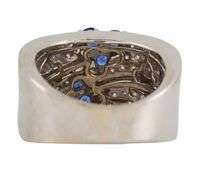 0.75ctw Sapphire and 1.50ctw Pave Diamond Flower Multi Row Band Ring in 18K