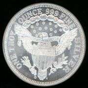 One Troy Ounce .999 Fine Silver Round w/Bust Dollar Design