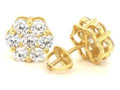 925 Sterling silver flower style cubic zirconia stud earrings