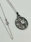 925 Sterling Silver Crystal Pave Classica Pendant With Chain Necklace