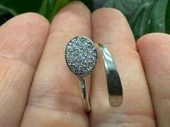Sterling Silver 925 Titanium Coated Druzy Agate Crystal Stone Ring Adjustable Spoon Band