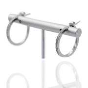 18K(750) Solid White Gold Natural Diamond Hoop Earrings