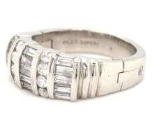 Platinum 1ctw baguette and round diamond wide band
