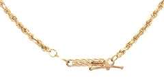 14kt Yellow gold diamond cut rope chain necklace