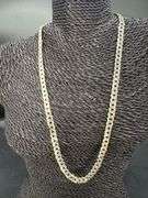 Gold Plated Sterling Silver 925 Pave 2-Tone 7.6mm Curb Chain Link Italy Necklace 24" inch