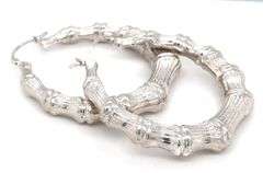 925 Sterling silver large bamboo style hoop earrings
