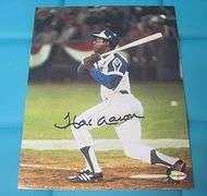 HAND SIGNED HANK AARON 8X10 WITH COA