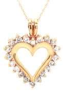 14kt Yellow gold 0.75ctw open heart diamond pendant on chain