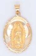 14KT Tri-color Gold Virgin Mary Pendant