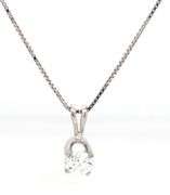 14kt White gold 0.26ct round brilliant cut solitaire pendant on chain