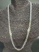 Sterling Silver Flat Marina Link Chain 6.6mm 925 Italy Anchor Mariner Necklace 24"