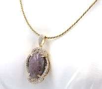 Enamoring Colossal 69.70CTS Cabochon-Cut Star Ruby & White Sapphire Pendant Necklace in Gold Over St