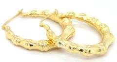 Medium bamboo style hoop earrings in 925 sterling silver