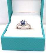 Darling Brilliant Cut Tanzanite & Diamond Ring in Sterling Siver